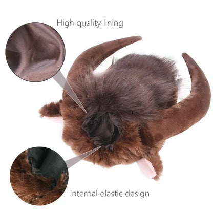 Funny And Cute Pet Dog Costume Bull Mane Wig Hat