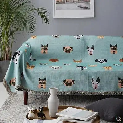 Cute Knitted Dog Print Blanket